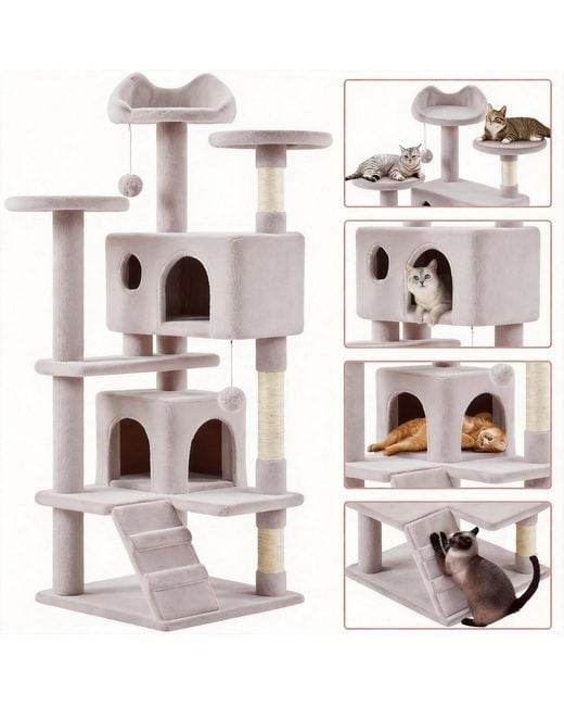 Aronkl White Multi-level Cat Tree Tower