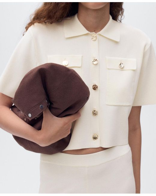 Mango White Crop Knit Pants