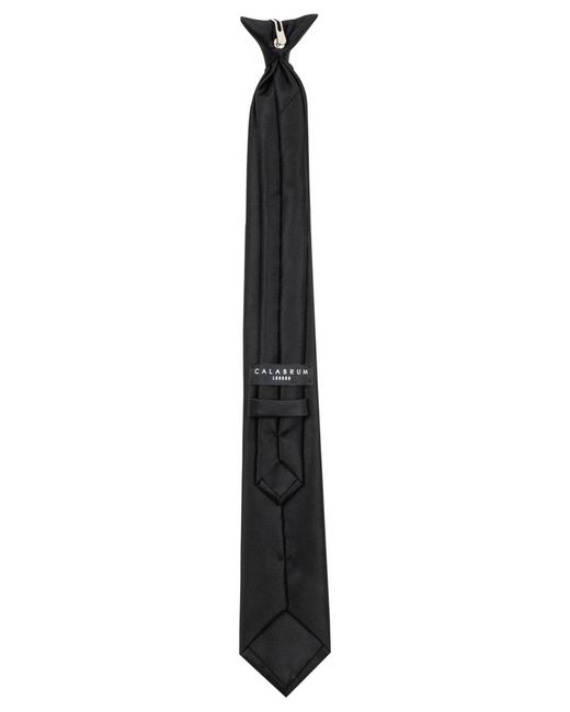 Calabrum Black Slim Solid Clip-on Tie for men