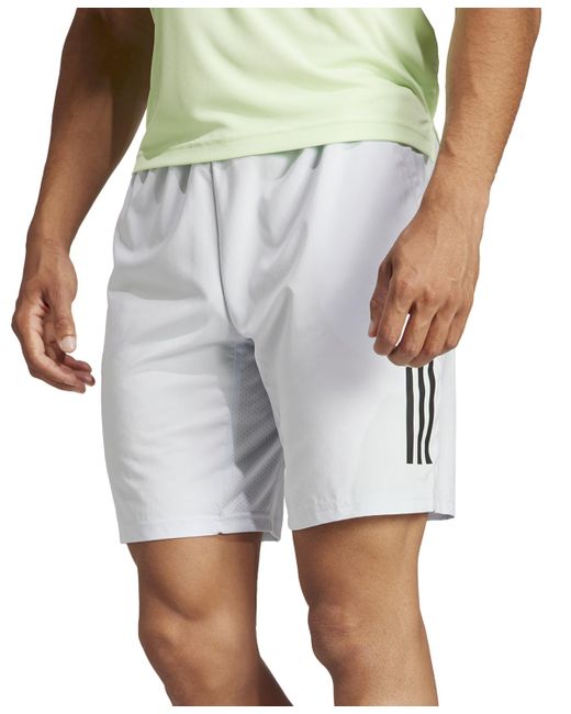 Adidas White 3-stripe Club Tennis 9" Shorts for men