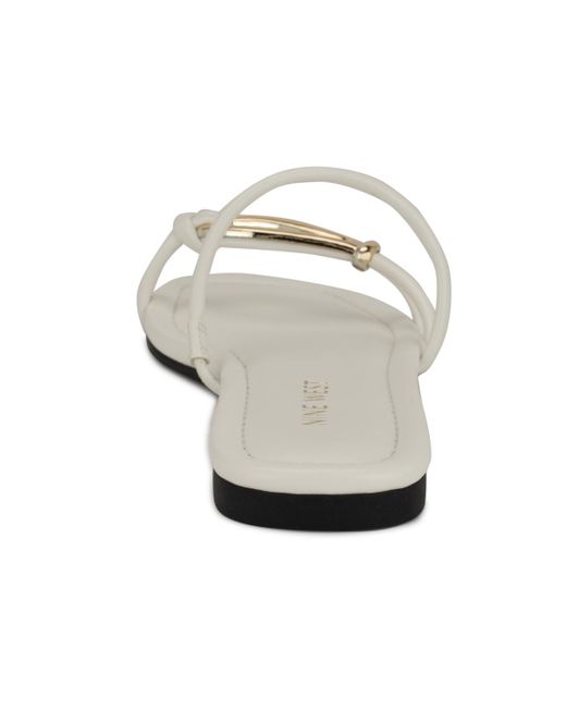 Nine West White Tigra Strappy Flat Sandals