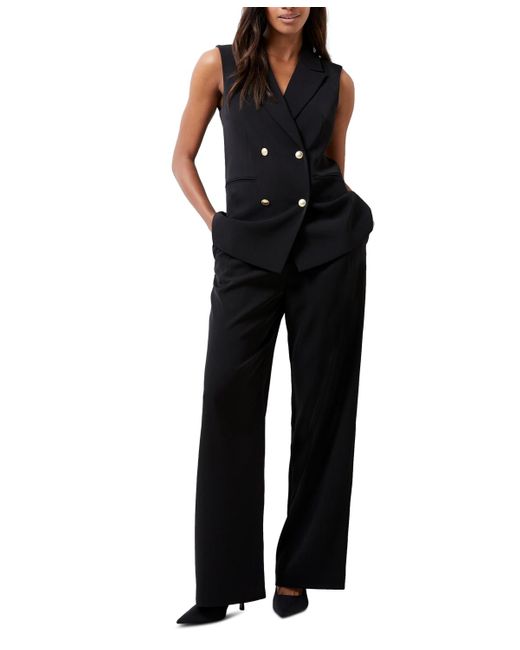 French Connection Black Harrie Double Breasted Sleeveless Blazer