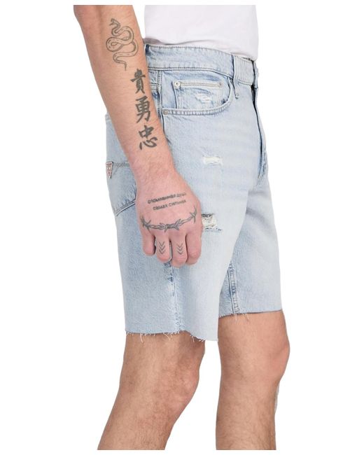 Guess Blue Wyatt Regular-fit Stretch Denim Shorts for men