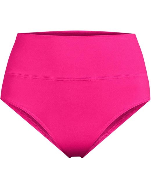 Lands' End Pink Chlorine Resistant Pinchless High Waisted Bikini Bottoms