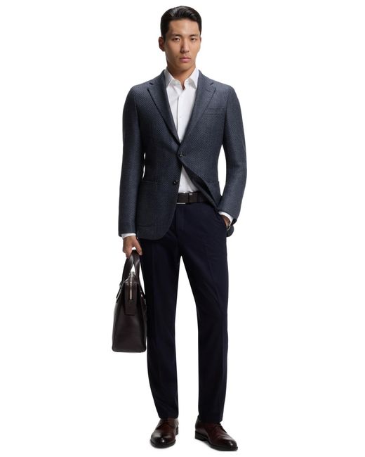 Boss Blue Boss By Patterned Wool Slim-fit Jacket for men
