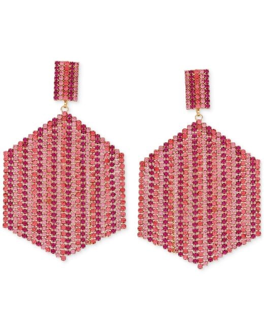 Guess Red Mixed Stone Hexagon Chandelier Earrings