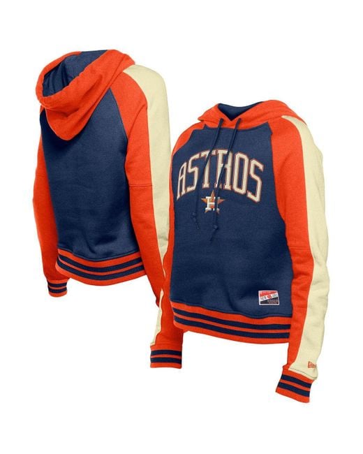 KTZ Blue Houston Astros Cooperstown Collection Cropped Raglan Pullover Hoodie