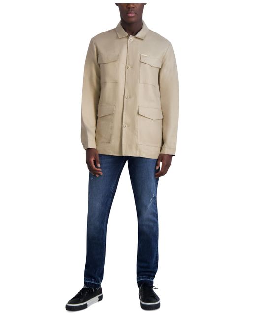 Karl Lagerfeld Natural Loose-fit Linen Safari Jacket for men