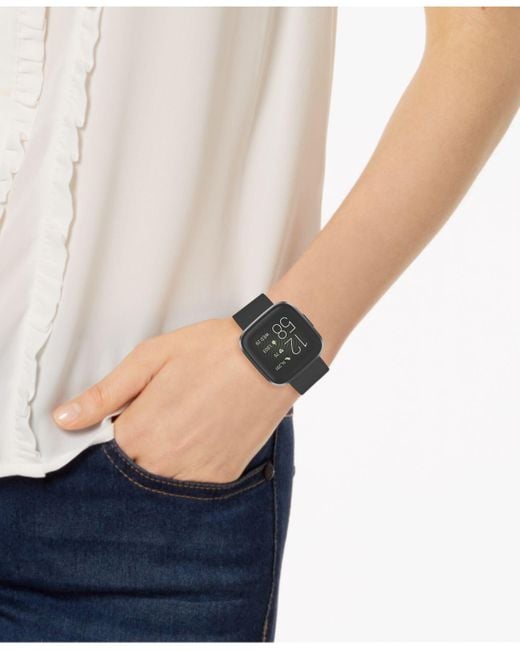 fitbit versa 2 black elastomer strap touchscreen smart watch 39mm