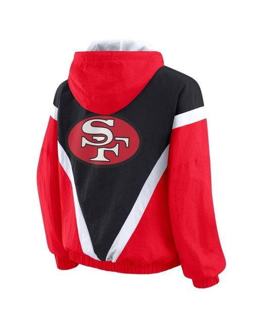 WEAR by Erin Andrews Red Scarlet/black San Francisco 49ers Plus Size Retro Crinkle Full-zip Windbreaker Jacket