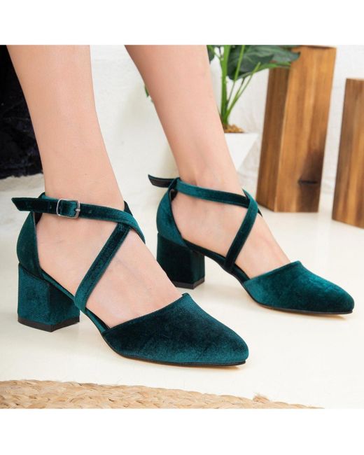 Forever & Always Shoes Black Dolly Low Block Heel Pumps