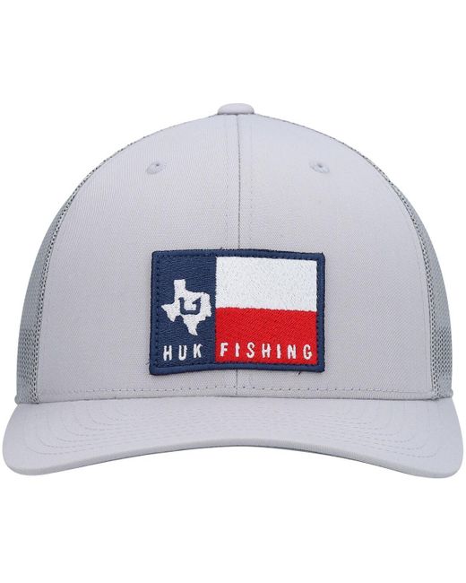 HUK Gray Big State Trucker Snapback Hat for men