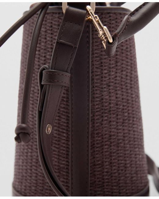 Mango Brown Small Raffia Bucket Bag