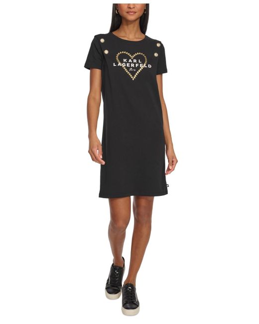 Karl Lagerfeld Black Heart Logo T-shirt Dress