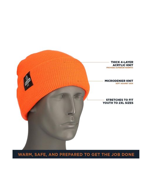Refrigiwear Orange Four Layered Soft Acrylic Knit Winter Beanie Fat Cap for men