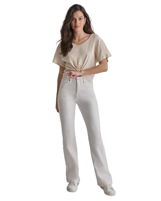 DKNY White High-rise Flare Jeans