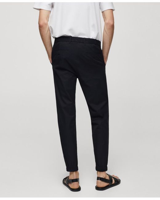 Mango Black 100% Slim-fit Cotton Pants for men