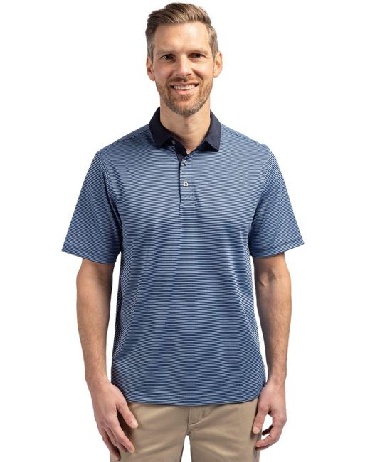 Cutter & Buck Blue Cutter Buck Virtue Eco Pique Micro Stripe Recycled Polo for men