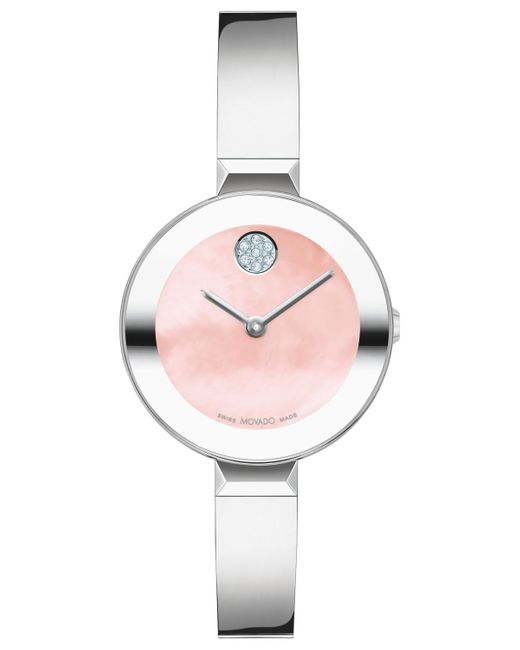 Movado Pink Bold Bangles Swiss Quartz Stainless Steel Watch 28mm