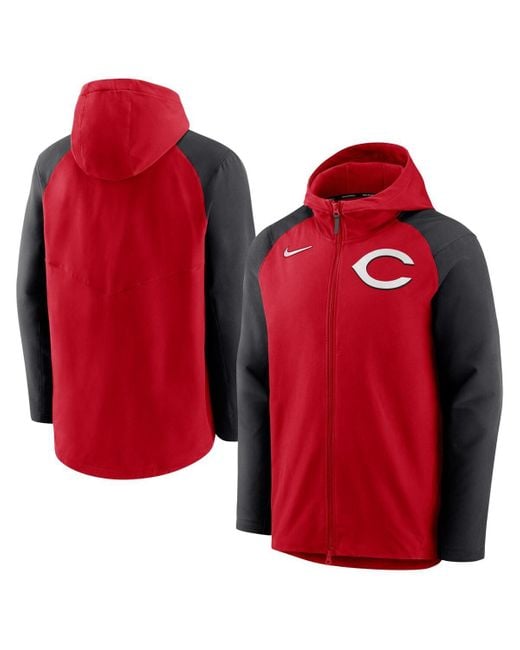 Nike Red And Black Cincinnati Reds Authentic Collection Full-zip Hoodie Performance Jacket for men
