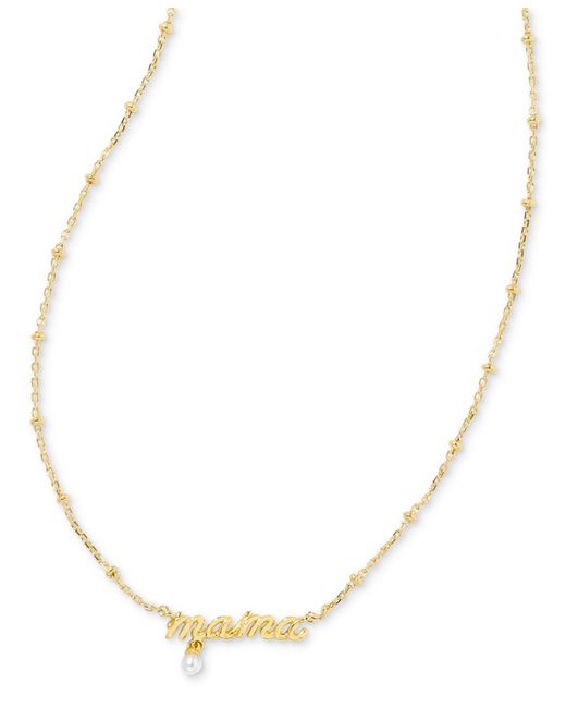 Kendra Scott Metallic 14k Gold-plated Cultured Freshwater Pearl Mama Script 19" Adjustable Pendant Necklace