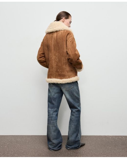 Mango Natural Shearling And Suede-effect Jacket