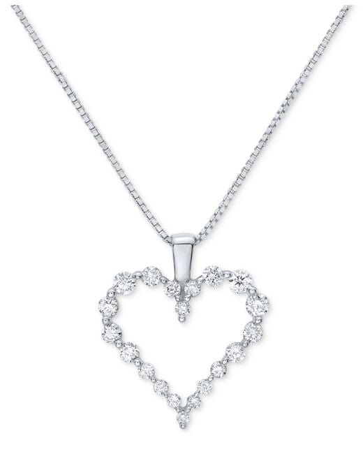 Macy's Metallic Diamond Heart 18" Pendant Necklace (1/2 Ct. T.w.