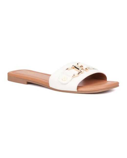 New York & Company White Isolde Slide Sandals