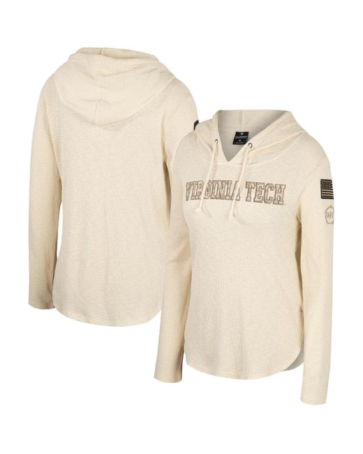 Colosseum Athletics Natural Virginia Tech Hokies Oht Military-inspired Appreciation Casey Raglan Long Sleeve Hoodie T-shirt