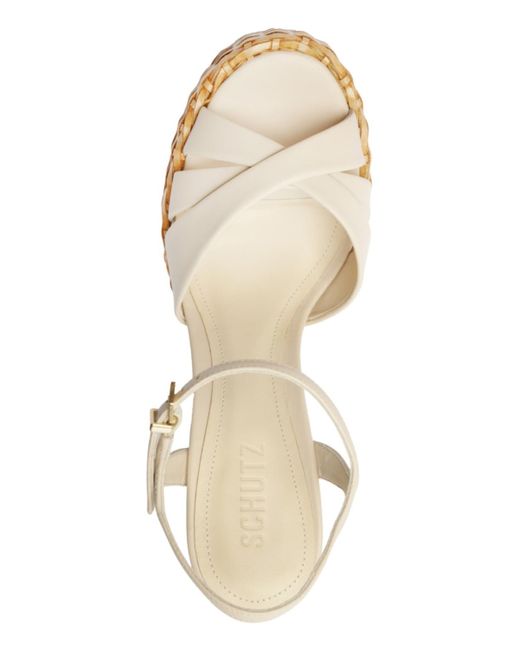 SCHUTZ SHOES Metallic Keefa High Straw Round Toe Sandals