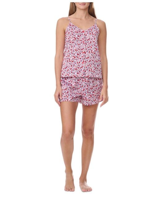 Tommy Hilfiger Red 2pc Cami And Boxer Pajama Set