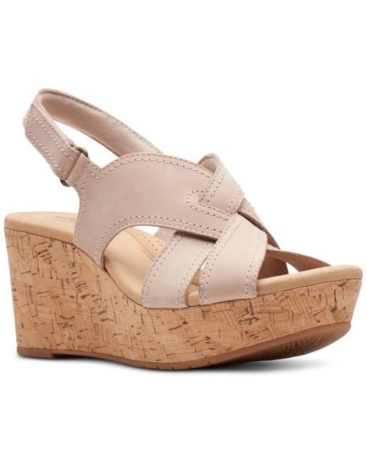 Clarks Natural Rose Erin Woven-strap Wedge Sandals