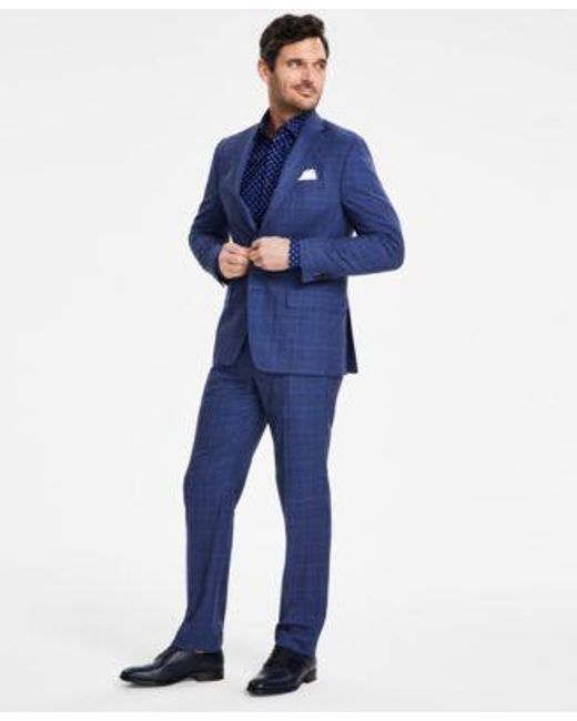 Michael Kors Blue Classic Fit Wool Blend Stretch Suit Separates for men