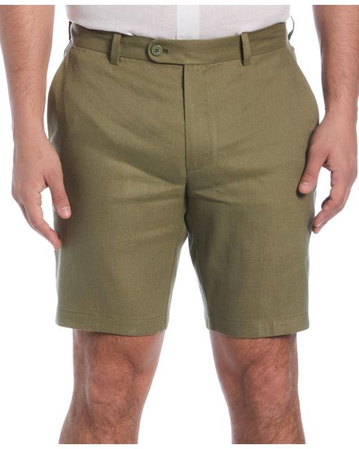 Cubavera Green Flat Front 9" Linen Blend Shorts for men