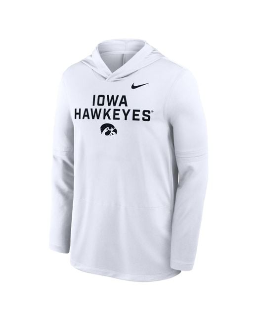 Nike White Iowa Hawkeyes 2025 Sideline Performance Long Sleeve Hoodie T-shirt for men