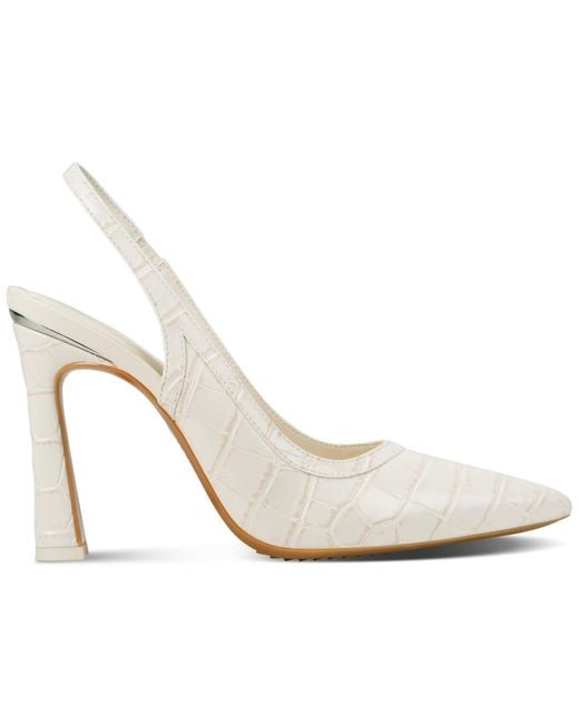 DKNY White Cinette Slingback Heels