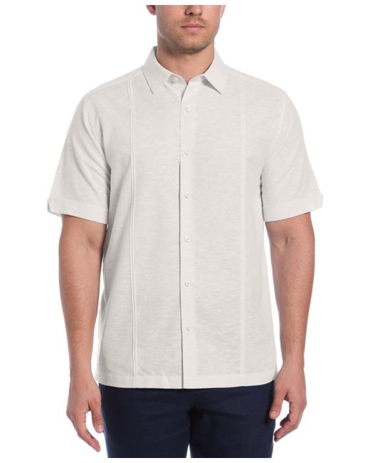 Cubavera White Classic-fit Linen Blend Short Sleeve Button-front Shirt for men