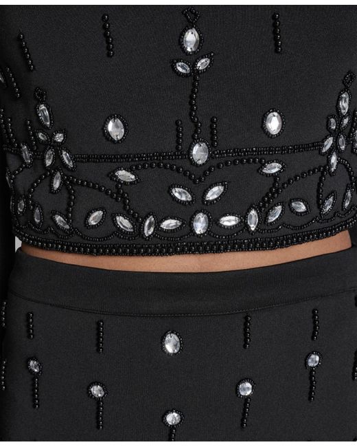 BCBGMAXAZRIA Black 2-piece Beaded Top And Skirt Set