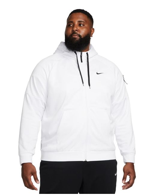 Nike White Therma-fit Full-zip Logo Hoodie for men