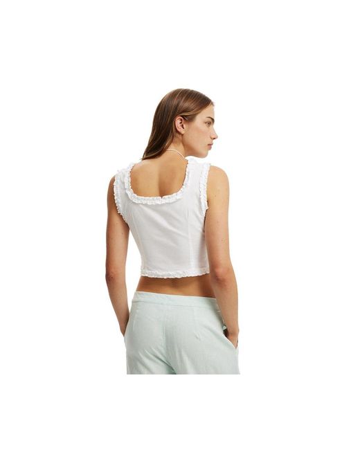 Cotton On White Emily Ruffle Top