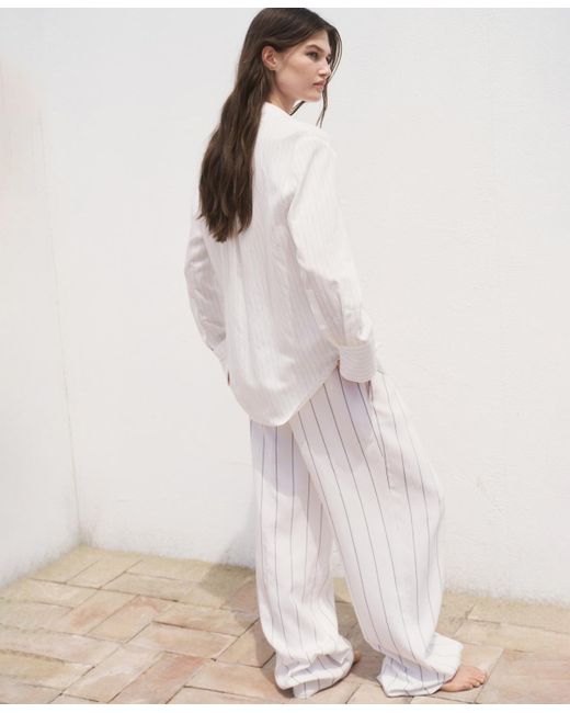 Mango White Semi-transparent Striped Shirt