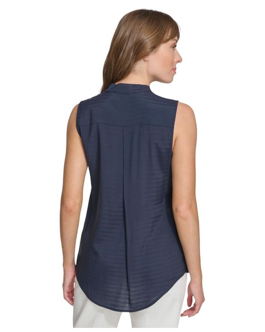 Tommy Hilfiger Blue Stand-collar Sleeveless Top