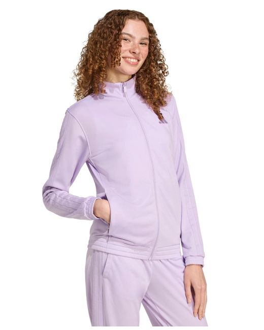 Adidas Purple 3-stripe Tricot Track Jacket