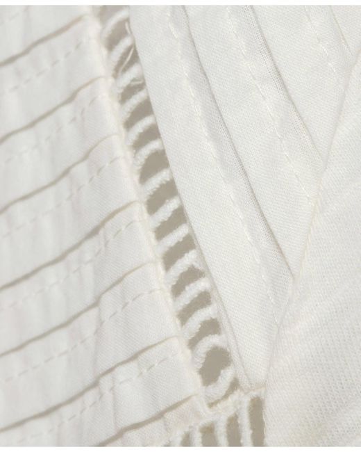 Lands' End White Plus Size Long Sleeve Slub Pintuck Top