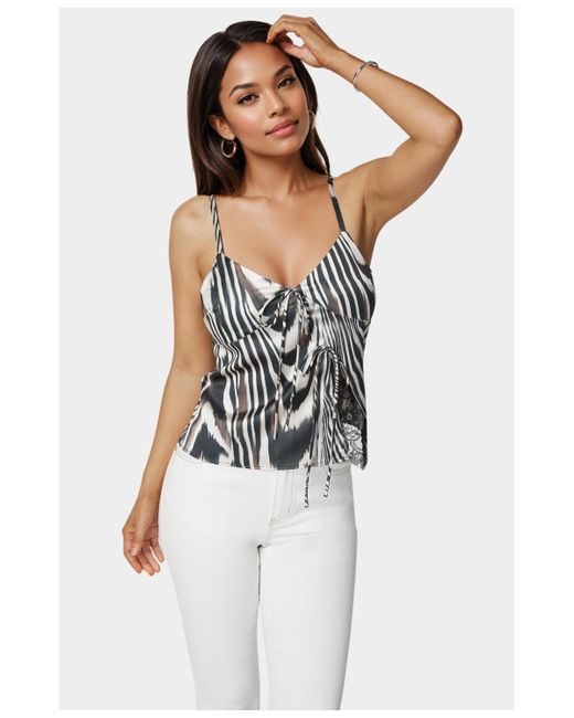 Bebe White Tie Front Satin Cami