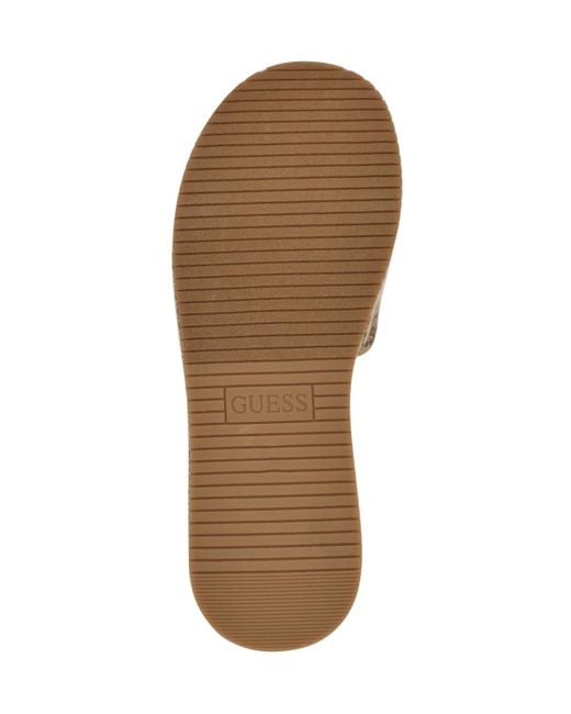 Guess Brown Bintai Platform Slide Wedge Sandals