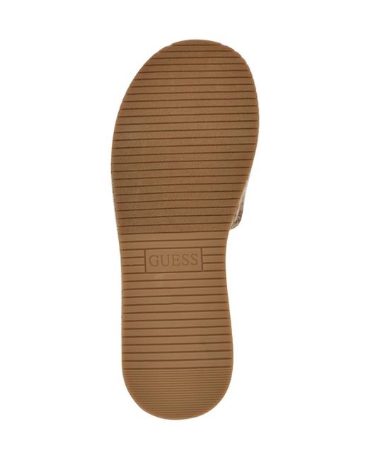 Guess Brown Bintai Platform Slide Wedge Sandals