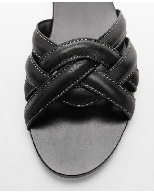Mango Black Leather Straps Sandals