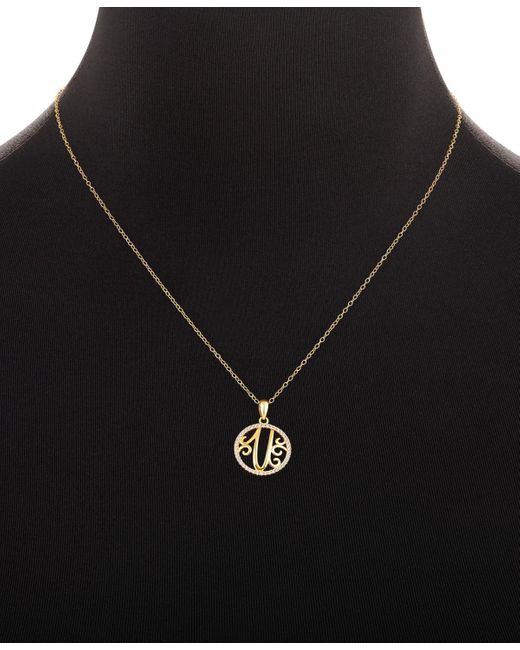 Giani Bernini Metallic Cubic Zirconia Pave Monogram U Pendant 18" Necklace