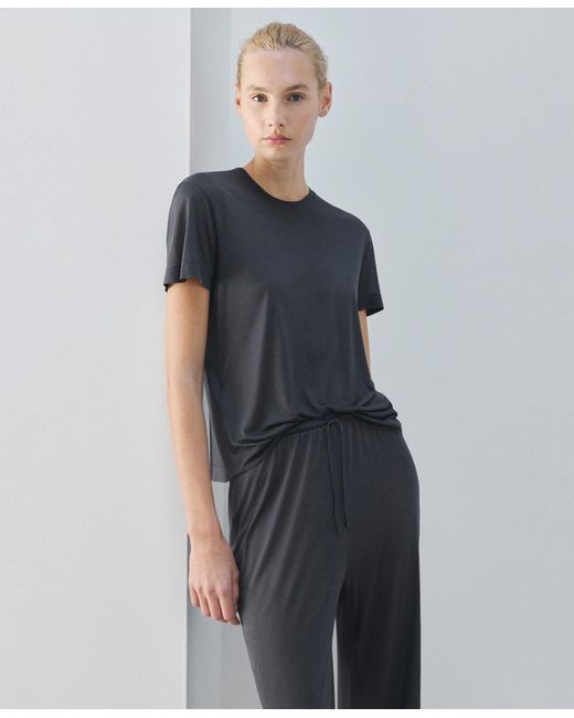 Mango Black Micro-modal Pajama Pants
